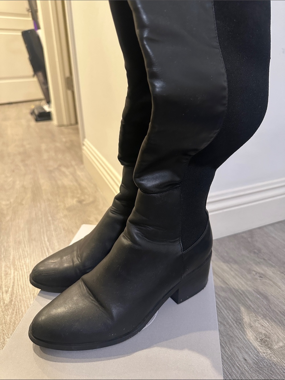 Steve Madden Black Over-The-Knee Block Heel Boots